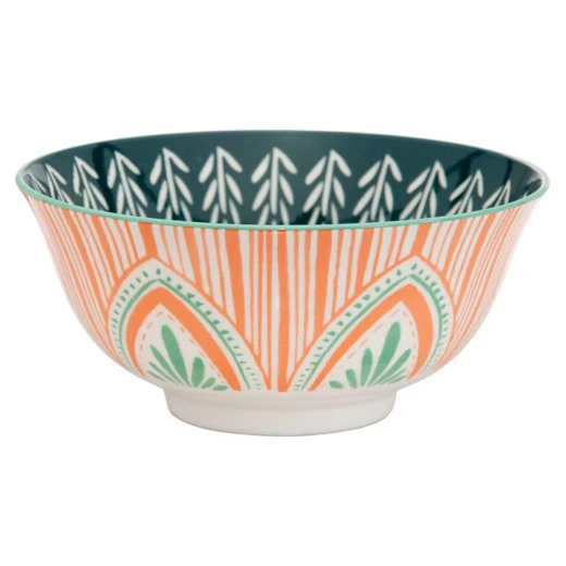 Kitchen Craft Glazed Stoneware Bowl with Geometric Pattern, Orange Ceramic Bowls with Footed Base, Microwave & Dishwasher Safe, 15.7 cm Kitchen Craft Glazed Stoneware Bowl with Geometric Pattern, Orange Ceramic Bowls with Footed Base, Microwave & Dishwasher Safe, 15.7 cm