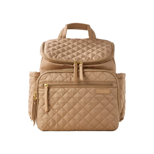 Skip Hop Forma Backpack Diaper Bag Camel, Lightweight & Quilted, Includes Insulated & Mesh Packing Cubes, Extra-Wide Dual Zip Opening, Padded Straps