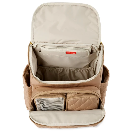 Skip Hop Forma Backpack Diaper Bag Camel, Lightweight & Quilted, Includes Insulated & Mesh Packing Cubes, Extra-Wide Dual Zip Opening, Padded Straps - Skip Hop - Image 5