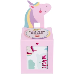 Folia Sticker Roll Unicorn Theme 352 Paper Stickers with Unicorns, Rainbows, Hearts & Stars Hot Foil Accents Various Shapes & Sizes (0.7–3.2 cm) Ideal for Crafts, Kids & Gifts