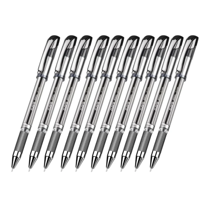 Claro Sigma Ballpoint Pens Pack of 10 Black Ink Pens Smooth Writing, Ergonomic Design with Clip Ideal for School, Office & Everyday Use - Claro