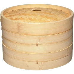 KitchenCraft World of Flavours Steamer, Bamboo, Two Floors, 25 cm, Beige