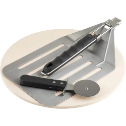 TableCraft Products Grilled Pizza Set: Includes Pizza Peel, Pizza Stone, and Pizza Cutter Silver 36.3 x 35.51 x 9.6 10729