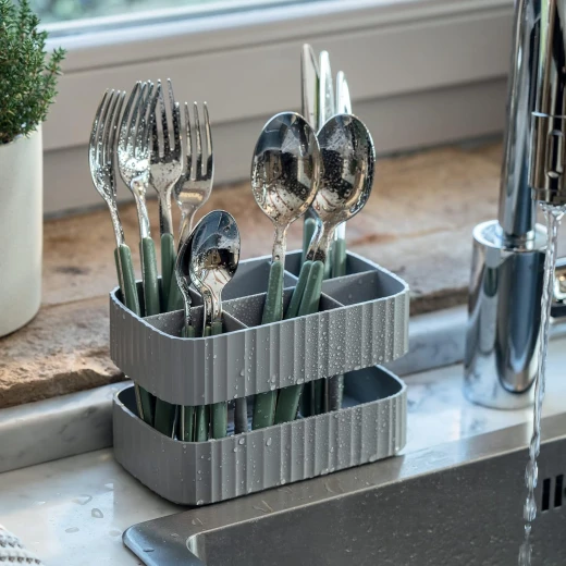 Guzzini - Eco-Kitchen DRAIN&SAFE, Cutlery Drainer - Matt Grey - Guzzini - Image 5