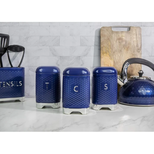 Kitchencraft Tea Canister with Geometric Hexagon Pattern Midnight Navy1 1x11x19cm - KitchenCraft - Image 5