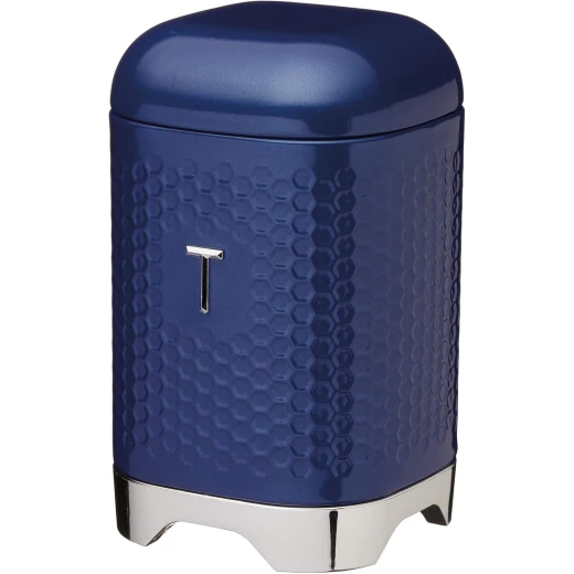 Kitchencraft Tea Canister with Geometric Hexagon Pattern Midnight Navy1 1x11x19cm