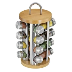 Kuchenprofi Round Spice Rack With 16 Glasses Beech