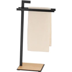 Kela Oak Towel Holder Freestanding Rack with 2 Bars Modern Design with Powder-Coated Metal & Solid Oak Wood 30x24x82.5 cm