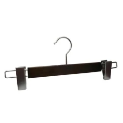 Weber Trousers Hanger with Clips 33.5cm Dark Wood Durable Wooden Pants Hanger with Strong Metal Clips