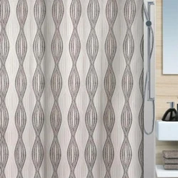 Spirella Nahla Shower Curtain Sand Black, 180x200 cm, 100% Polyester, Anti-Mould & Antibacterial, Water-Repellent, Easy-Clean, Opaque