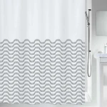 ستارة حمام تصميم الأمواج أبيض-أسود، 180×200 سم، 100٪ بوليستر، مقاومة للعفن والبكتيريا، طاردة للماء، سهلة التنظيف من سبيريلا - سبيريلا