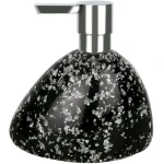 Spirella Etna Soap Dispenser Black with Subtle Glitter, Durable Polyresin, Stable Weighted Base, Easy Refill, 14.5 x 13.5 cm Elegant Bathroom Accessory - Spirella