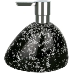 Spirella Etna Soap Dispenser Black with Subtle Glitter, Durable Polyresin, Stable Weighted Base, Easy Refill, 14.5 x 13.5 cm Elegant Bathroom Accessory