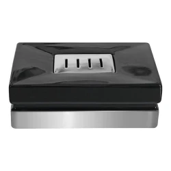 Spirella Roma Soap Dish Black & Silver, Porcelain, Modern Bathroom Accessory, Durable & Easy to Clean