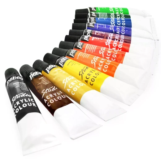 Pebeo Studio Acrylics Metal Atelier Paint Set, Complete Acrylic Painting Kit for Beginners, 17 Assorted Paint Tubes, Brushes, Canvas, Palette, Knives & Accessories Ideal Starter Set - Pebeo - Image 5