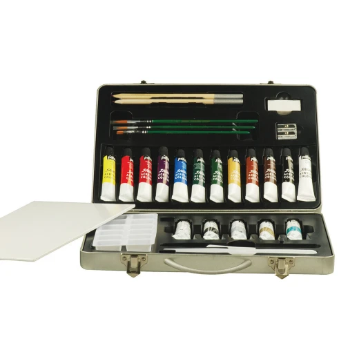 Pebeo Studio Acrylics Metal Atelier Paint Set, Complete Acrylic Painting Kit for Beginners, 17 Assorted Paint Tubes, Brushes, Canvas, Palette, Knives & Accessories Ideal Starter Set - Pebeo - Image 3