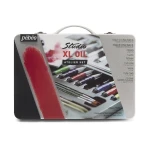 Pébéo XL Fine Oil Paint Set, 12 x 12ml + 5 x 20ml Tubes + Complete Accessories, Metal Atelier Case, Professional Quality for Beginners & Amateurs - Pebeo