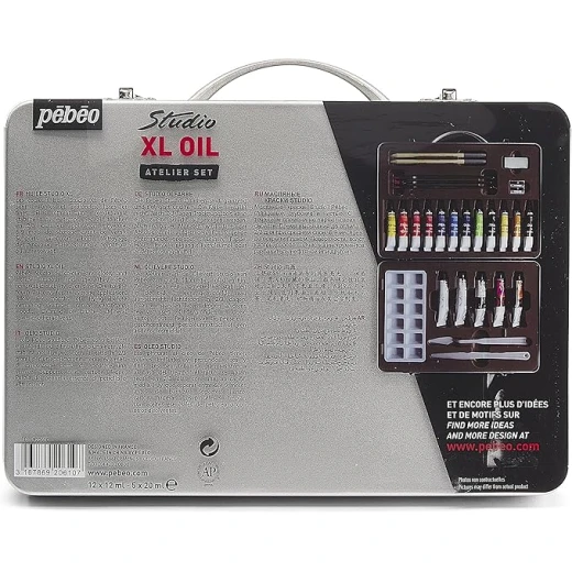 Pébéo XL Fine Oil Paint Set, 12 x 12ml + 5 x 20ml Tubes + Complete Accessories, Metal Atelier Case, Professional Quality for Beginners & Amateurs - Pebeo - Image 2