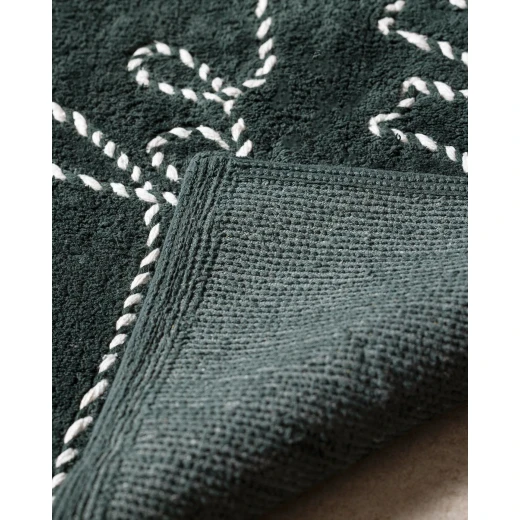 Madame COCO Espritmer Bath Mat, 50x80 cm, Green/White Soft Cotton Blend, 1800 GSM High Absorbency Bathroom Rug, Stylish & Comfortable, Imported - Madame COCO - Image 4