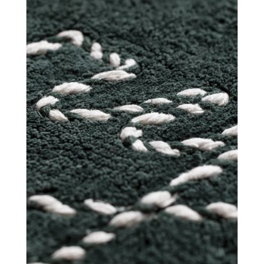 Madame COCO Espritmer Bath Mat, 50x80 cm, Green/White Soft Cotton Blend, 1800 GSM High Absorbency Bathroom Rug, Stylish & Comfortable, Imported - Madame COCO - Image 3