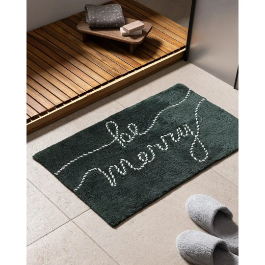 Madame COCO Espritmer Bath Mat, 50x80 cm, Green/White Soft Cotton Blend, 1800 GSM High Absorbency Bathroom Rug, Stylish & Comfortable, Imported Madame COCO Espritmer Bath Mat, 50x80 cm, Green/White Soft Cotton Blend, 1800 GSM High Absorbency Bathroom Rug, Stylish & Comfortable, Imported