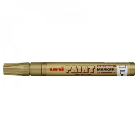قلم طلاء يوني PX-20 – رأس دائري 2.8 مم، حبر ذهبي, دائم ومقاوم للماء، يكتب على المعدن والخشب والزجاج والبلاستيك والقماش والحجر من يوني بول