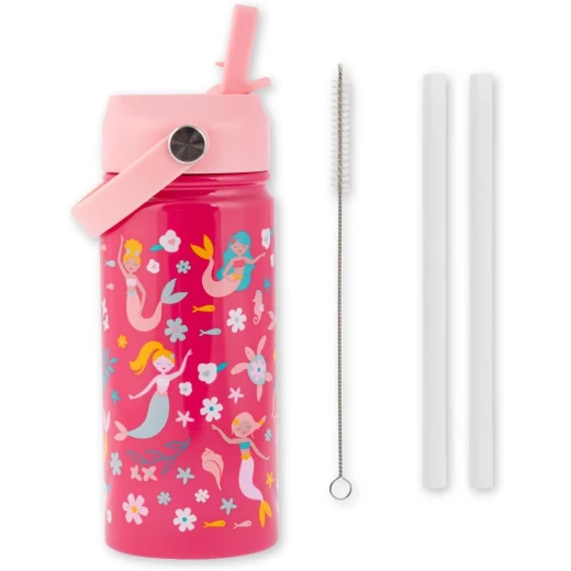 Stephen Joseph, 14oz Insulated Stainless Steel Water Bottle with Straw and Handle for Sports, Travel, and School, BPA-Free Sports Water Bottle, Mermaid - Stephen Joseph - Image 2