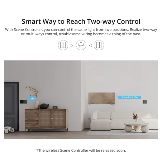 مفتاح ميكانيكي ذكي من سونوف، مفتاح إضاءة ذكي بتردد WiFi 2.4GHz، يحتوي على مفتاحين (2 عصابة)، يتطلب وجود سلك محايد (Neutral)، متوافق مع أليكسا وجوجل هوم، من النوع 86 - موديل M5-2C-86 - سونوف - Image 7