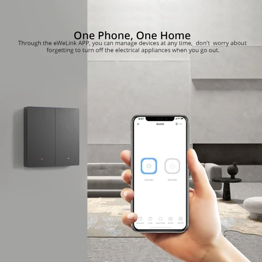 مفتاح ميكانيكي ذكي من سونوف، مفتاح إضاءة ذكي بتردد WiFi 2.4GHz، يحتوي على مفتاحين (2 عصابة)، يتطلب وجود سلك محايد (Neutral)، متوافق مع أليكسا وجوجل هوم، من النوع 86 - موديل M5-2C-86 - سونوف - Image 9