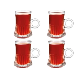 طقم فناجين شاي تورس 4 قطع , 115 مل، تصميم شفاف أنيق من مدام كوكو