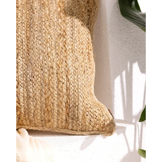 غطاء وسادة لوفر الطبيعي مقاس 50×50 سم، مزيج 50% قطن و50% جوت، غطاء وسادة مربع ناعم وأنيق من مدام كوكو - مدام كوكو - Image 6