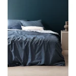 طقم مفارش سرير كينج, لون أزرق داكن, 65٪ قطن و35٪ بوليستر , غطاء لحاف 240×220 سم، شرشف 240×260 سم، 2 كيس وسادة, صناعة تركية من مدام كوكو - مدام كوكو