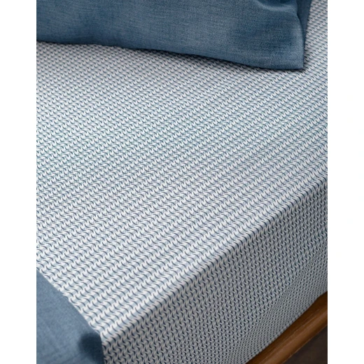 طقم مفارش سرير كينج, لون أزرق داكن, 65٪ قطن و35٪ بوليستر , غطاء لحاف 240×220 سم، شرشف 240×260 سم، 2 كيس وسادة, صناعة تركية من مدام كوكو - مدام كوكو - Image 3