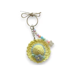 Gifted Yarns, Cute Hat with pearl beads Keychain, Multicolor, 5.5 cm