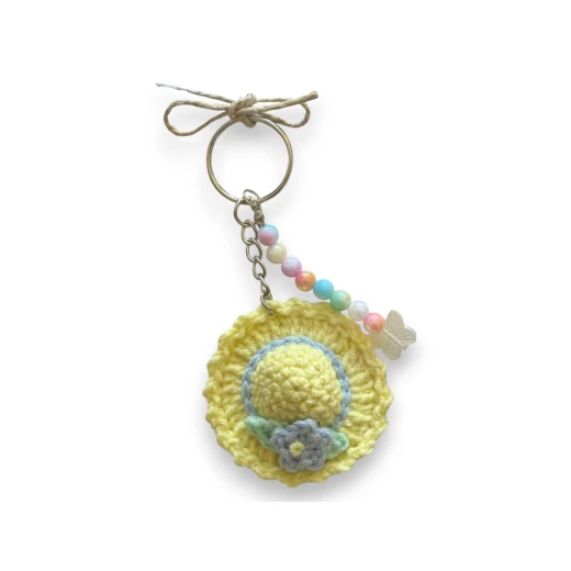 Gifted Yarns, Cute Hat with pearl beads Keychain, Multicolor, 5.5 cm Gifted Yarns, Cute Hat with pearl beads Keychain, Multicolor, 5.5 cm