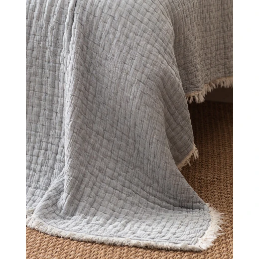 غرانيا مفرش سرير مزدوج قطن بلون أزرق تصميم عصري أنيق 80٪ قطن 20٪ بوليستر مقاس 220 × 240 سم صناعة تركية من مدام كوكو - مدام كوكو - Image 4