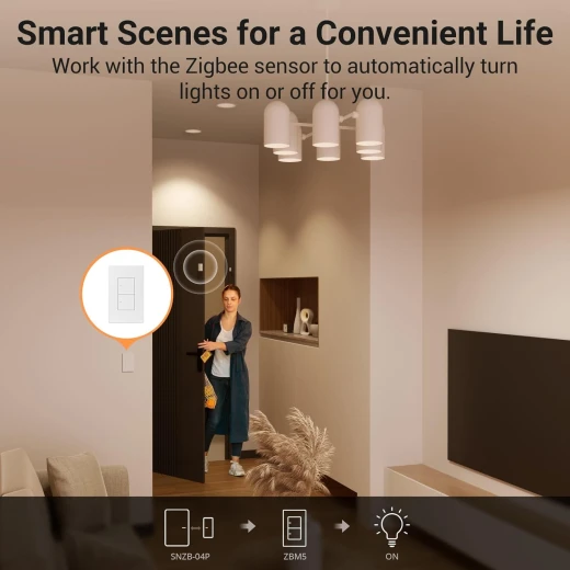 مفتاح إضاءة ذكي SONOFF Zigbee، محور SONOFF Zigbee المطلوب، قاطع ذكي، مفتاح ذكي بدون محايد أو مع محايد، تحكم صوتي مع Alexa Google Home، مفتاح Zigbee ZBM5-3C-120W - سونوف - Image 4