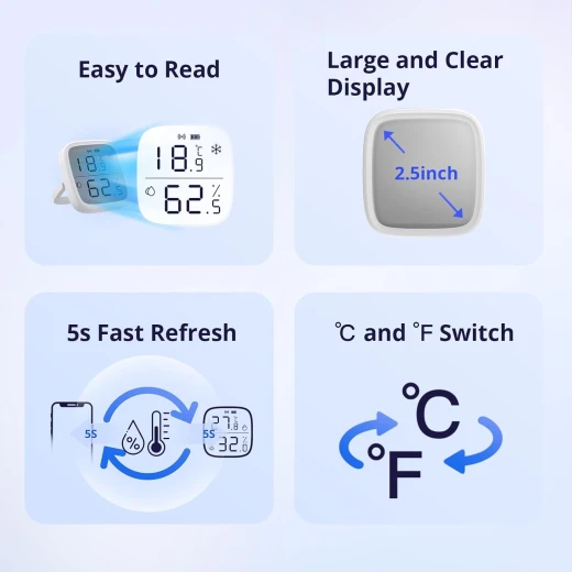 مستشعر درجة الحرارة والرطوبة الداخلي SONOFF Zigbee، مقياس حرارة ورطوبة Zigbee بشاشة LCD SNZB-02D، يعمل مع Alexa وGoogle Home للمراقبة عن بُعد وأتمتة المنزل، يتطلب محور ZigBee 3.0، عبوة من قطعة واحدة - سونوف - Image 7