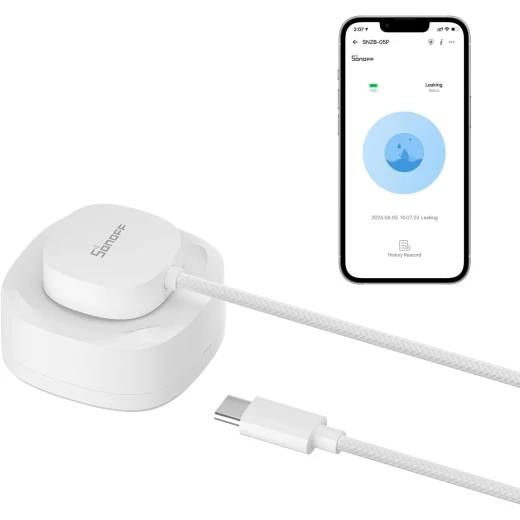 جهاز استشعار تسرب المياه SNZB-05P Zigbee مع كابل كشف لنظام الإنذار وأتمتة المنزل الذكي، كاشف فيضانات لاسلكي صغير للمطبخ والحمام والبدروم، عبوة واحدة جهاز استشعار تسرب المياه SNZB-05P Zigbee مع كابل كشف لنظام الإنذار وأتمتة المنزل الذكي، كاشف فيضانات لاسلكي صغير للمطبخ والحمام والبدروم، عبوة واحدة