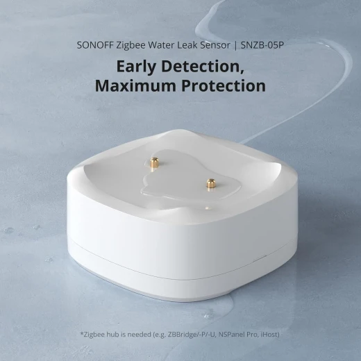 جهاز استشعار تسرب المياه SNZB-05P Zigbee مع كابل كشف لنظام الإنذار وأتمتة المنزل الذكي، كاشف فيضانات لاسلكي صغير للمطبخ والحمام والبدروم، عبوة واحدة - سونوف - Image 2