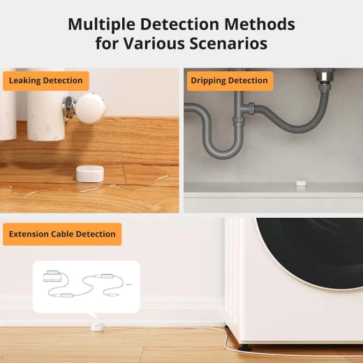 جهاز استشعار تسرب المياه SNZB-05P Zigbee مع كابل كشف لنظام الإنذار وأتمتة المنزل الذكي، كاشف فيضانات لاسلكي صغير للمطبخ والحمام والبدروم، عبوة واحدة - سونوف - Image 4