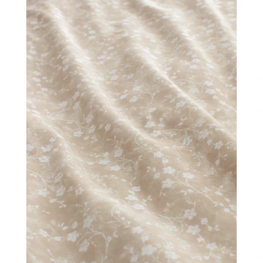 طقم غطاء لحاف فاينس حجم كينج 100% قطن رانفورس مطبوع - بيج، غطاء لحاف 240×220 سم + شرشف + 2 وسائد، صناعة تركية من مدام كوكو - مدام كوكو - Image 2