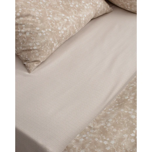 طقم غطاء لحاف فاينس حجم كينج 100% قطن رانفورس مطبوع - بيج، غطاء لحاف 240×220 سم + شرشف + 2 وسائد، صناعة تركية من مدام كوكو - مدام كوكو - Image 4