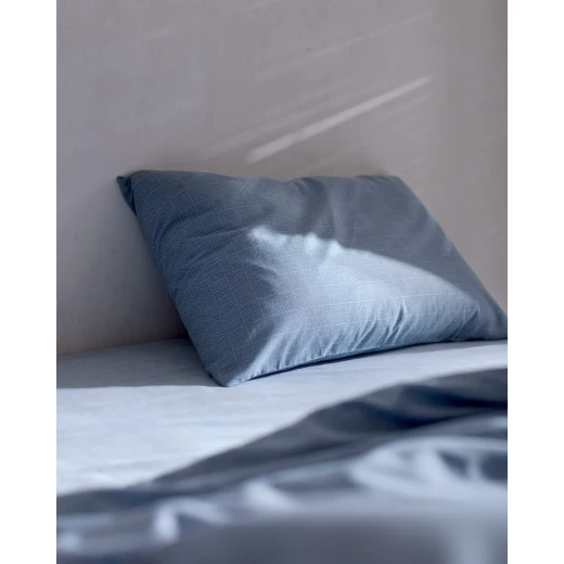 طقم غطاء لحاف أوديت فردي 100% قطن رانفورس مطبوع - أزرق داكن، غطاء لحاف 160×220 سم + شرشف بدون مطاط + وسادة من مدام كوكو - مدام كوكو - Image 2
