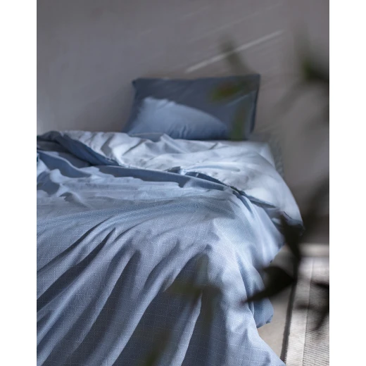 طقم غطاء لحاف أوديت فردي 100% قطن رانفورس مطبوع - أزرق داكن، غطاء لحاف 160×220 سم + شرشف بدون مطاط + وسادة من مدام كوكو - مدام كوكو - Image 5