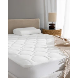 Madame COCO Antony Cool Single Plus Fitted Mattress Protector, Waterproof & Stain-Resistant, 100% Polyester, White, 120x200+35 cm, Elastic Corners for Easy Fit