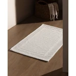 Madame COCO Barres Bath Mat, 100% Cotton, Soft and Absorbent, Ecru, 50x80 cm, 700g, Non-Slip Bathroom Rug - Madame COCO