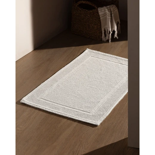 Madame COCO Barres Bath Mat, 100% Cotton, Soft and Absorbent, Ecru, 50x80 cm, 700g, Non-Slip Bathroom Rug