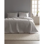طقم مفرش سرير مزدوج رين, رمادي، تصميم عصري، 100% بوليستر، يشمل مفرش (250×260 سم) و2 غطاء وسادة (50×70+5 سم) من مدام كوكو - مدام كوكو