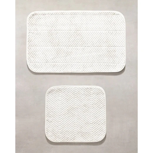 Madame COCO Eze 2-Piece Bath Mat Set, Ivory, Soft Polyester with Non-Slip Base, 50x80 cm & 45x50 cm - Madame COCO - Image 3
